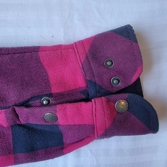 Orvis Pink Buffalo Plaid Fleece Lined Shirt Shacket L - Picture 8 of 8
